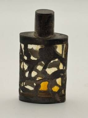 Hench En Mexico 925 Perfume Bottle Sterling Silver Overlay Vintage Metal Overlay
